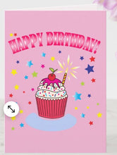 Load image into Gallery viewer, birthday card - pink cupcake