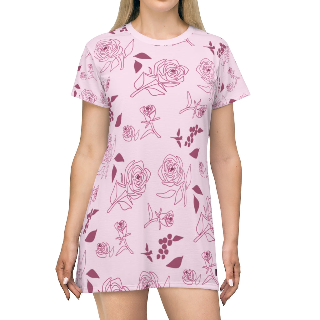 Pink Flora T-Shirt Dress