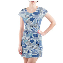 Load image into Gallery viewer, Premium Blue-Gray Abstract Tunic Dress
