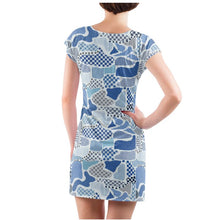 Load image into Gallery viewer, Premium Blue-Gray Abstract Tunic Dress
