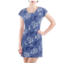 Load image into Gallery viewer, Premium White Rose on Blue Tunic Dress
