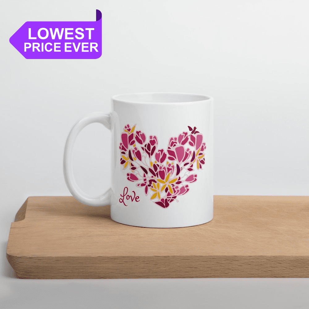 Floral Heart Mug with Love