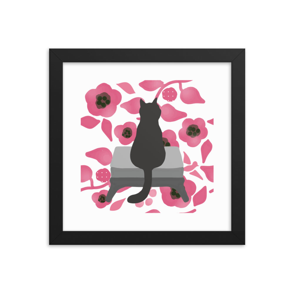 Cat with Flower Framed poster