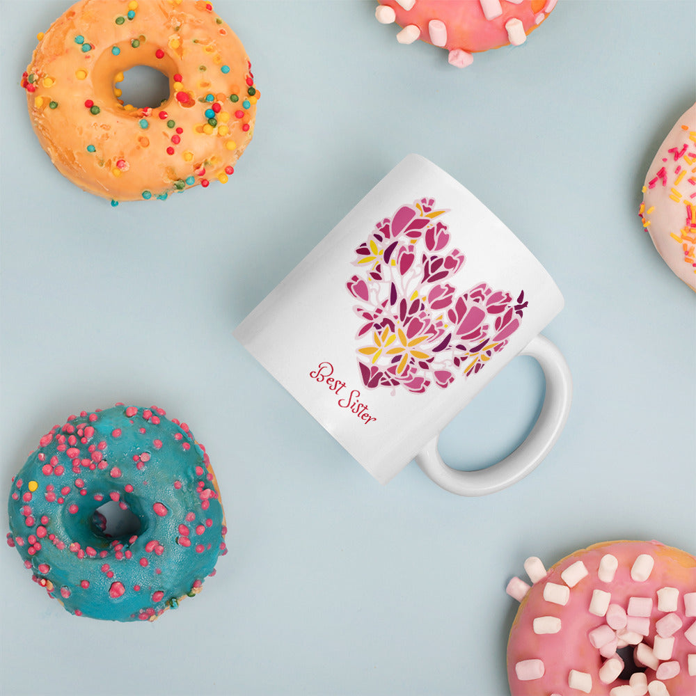 Floral Heart Mug with Best Sister